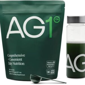 AG1 Greens Powder Supplement | Improve Gut Health | Multivitamin, Probiotic, Gluten Free, Vegan and Keto Friendly | Shaker & Scoop Included | 75 Vitamins (Athletic Greens)