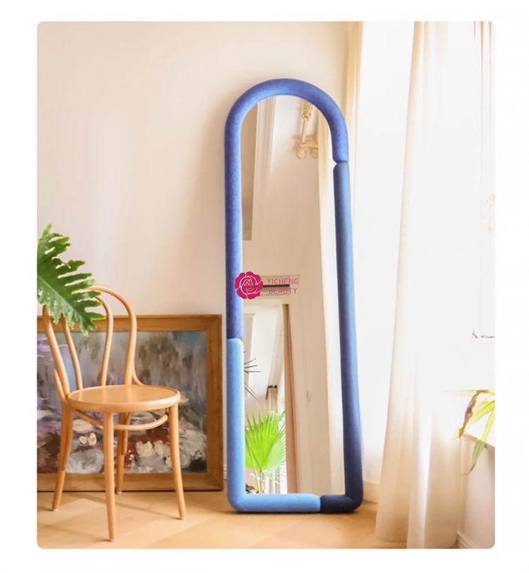 Light Luxury Velvet Arch Full Body Mirror Nordic Home Decor Living Room Floor Mirror