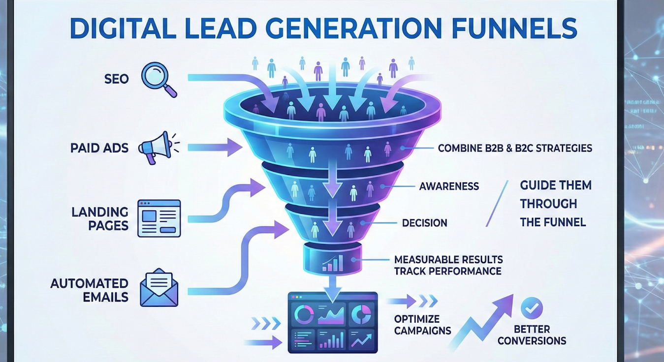Digital Lead Generation Funnels. Lead Generation and Conversion Funnel.