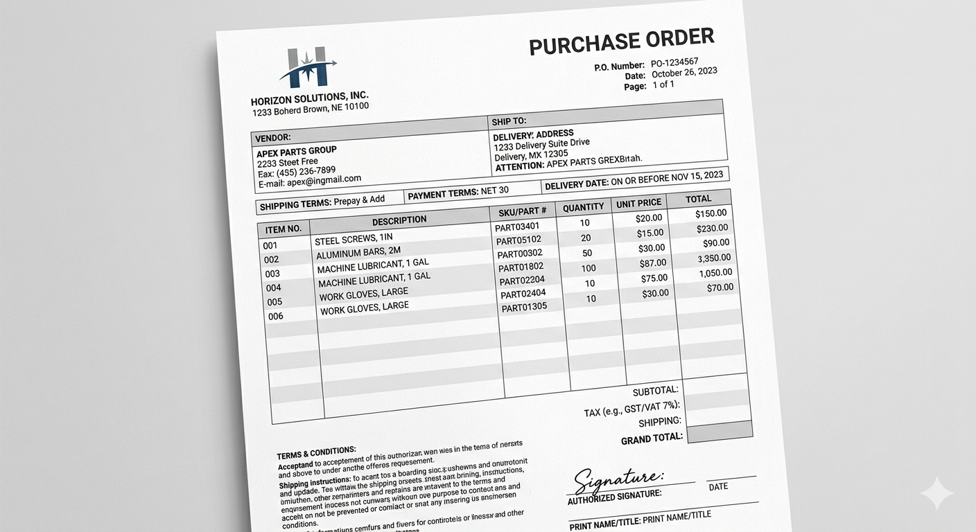 Purchase order template